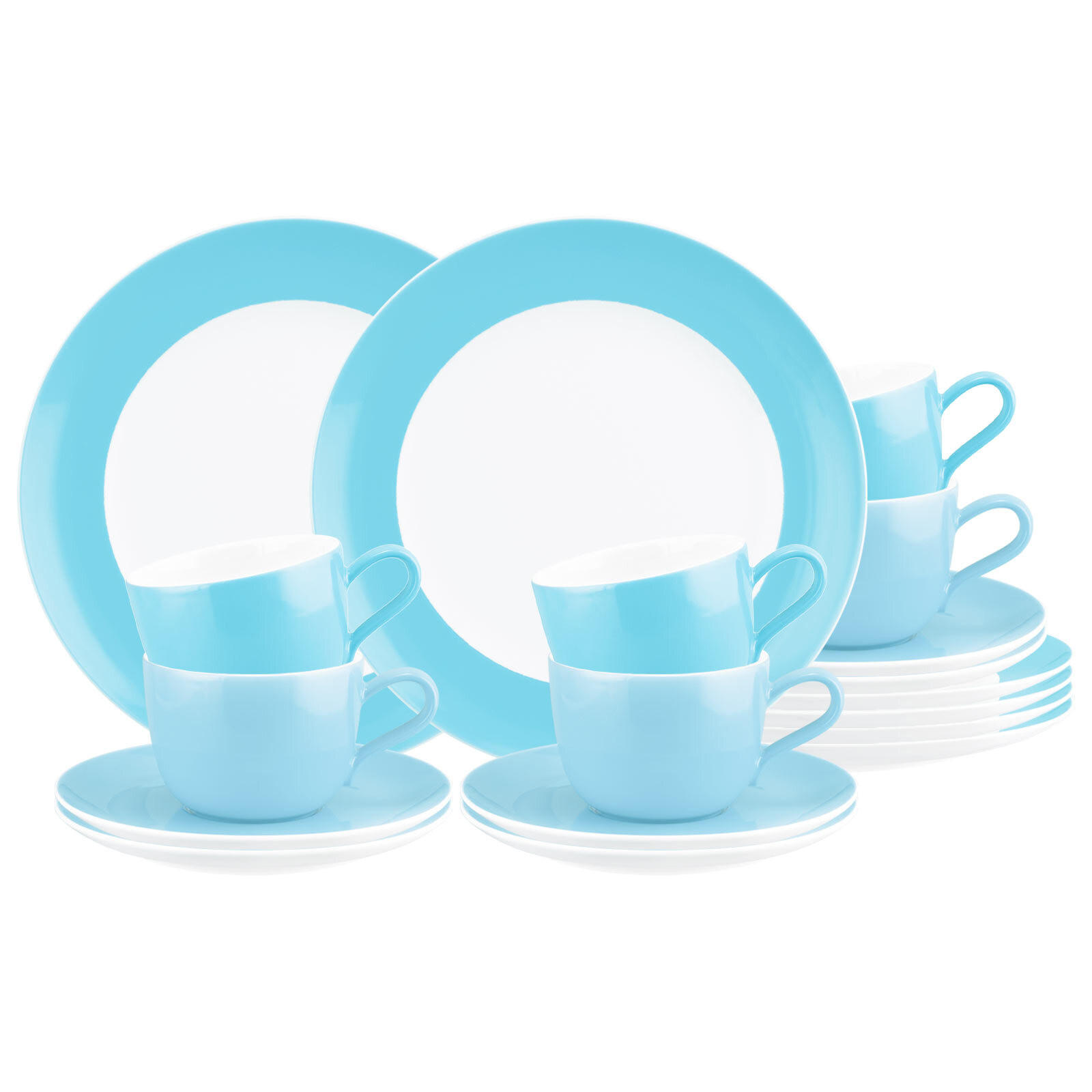 KAFFEESERVICE Liberty Pure Colors Lagoon Blue 18er Set - Blau, Keramik (1/1/1cm) - Seltmann Weiden