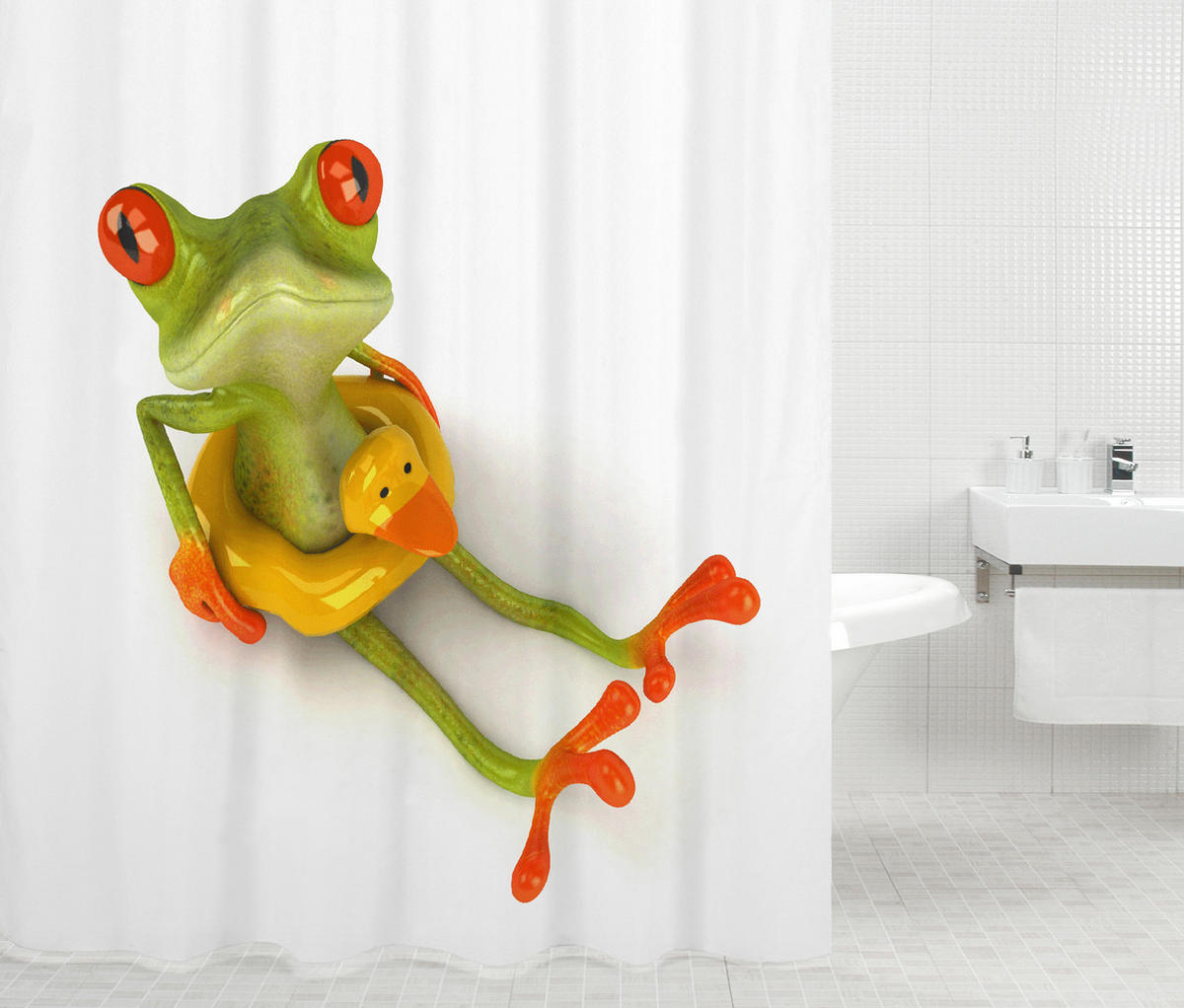 DUSCHVORHANG Froggy 180 x 200 cm - Grün, Textil (180/200cm) - Sanilo