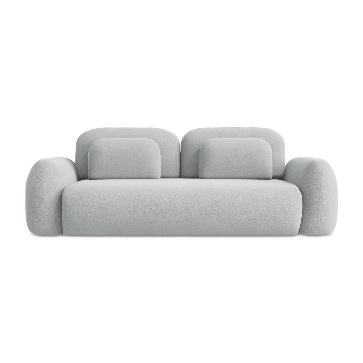 3-SITZER SOFA mit Schlaffunktion Bouclé Stoff Grau - Hellgrau/Schwarz, Holzwerkstoff/Kunststoff (266/95/121cm) - LaMiaSofa