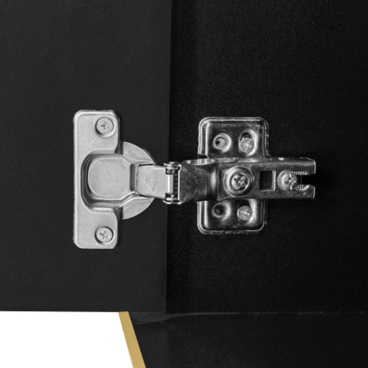 LOWBOARD Schwarz-gold mit gravierten Türen 170×37×45 cm aus MDF und Spanplatte - Schwarz, Holzwerkstoff (170/45/37cm) - Luhomfu