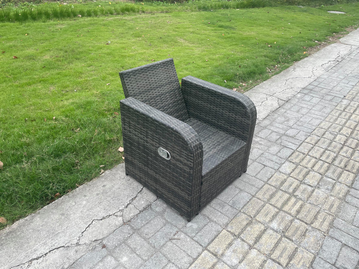 GARTENMÖBEL SET mit Sofa Polyrattan 10-Sitzer Dunkelgrau - Dunkelgrau/Grau, Glas/Kunststoff - Fimous
