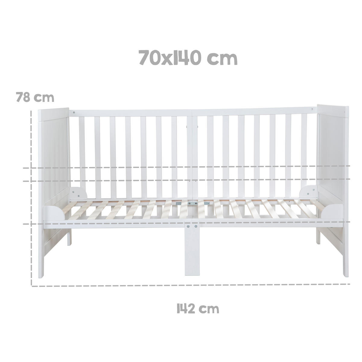 BABYBETT Easy Sleep 70 x 140 cm - Weiß, Holzwerkstoff (70/140cm) - Roba
