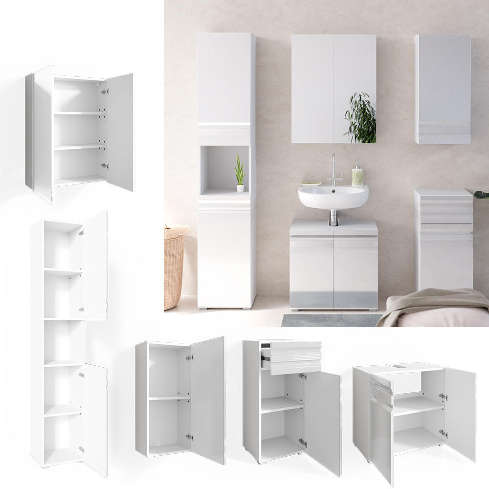 Vicco BADMÖBEL-SET Weiß Hochglanz 56cm × 34cm × 60cm