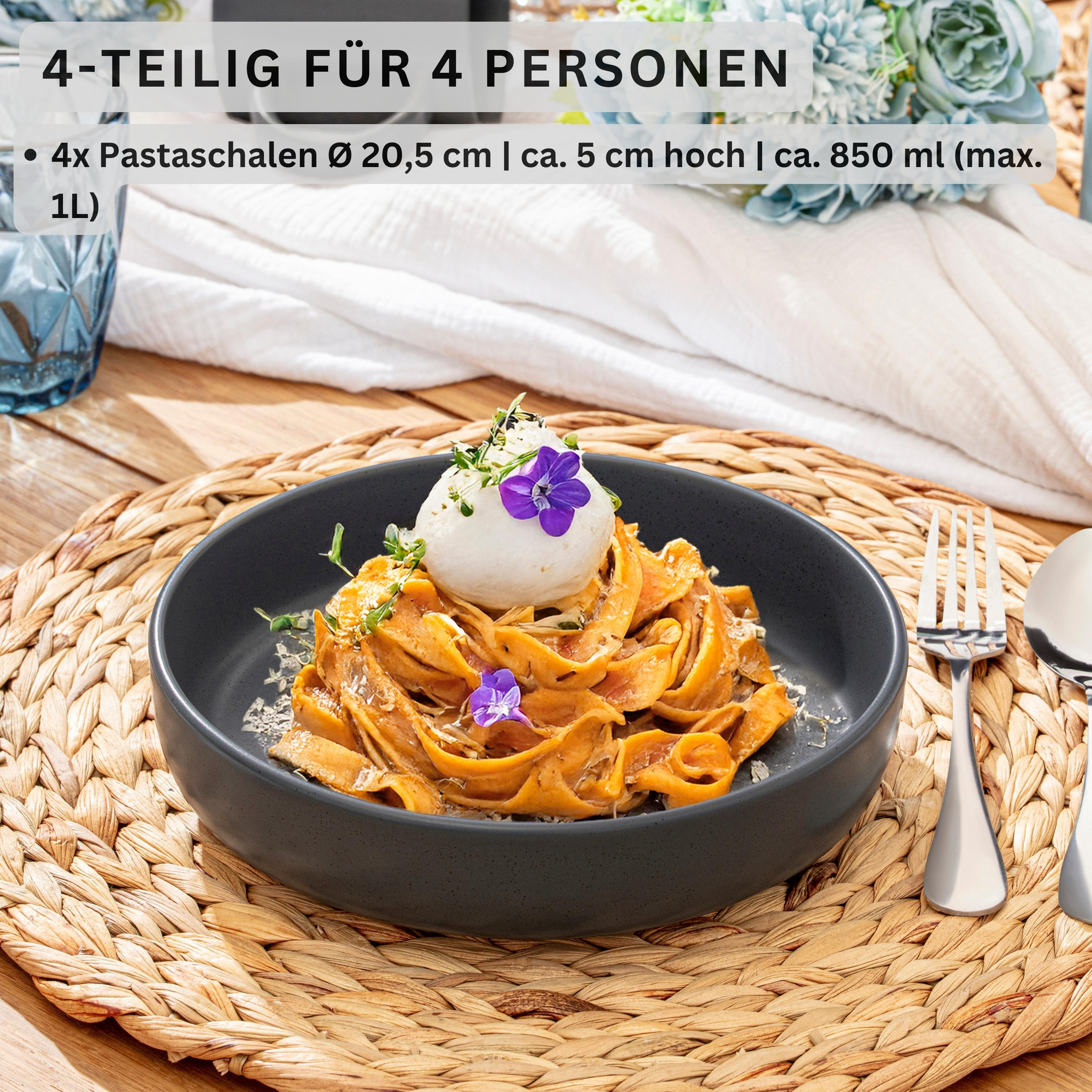 PASTASCHALEN LEEDS - 4 teilig aus Steingut - Multicolor, Stein (20.5cm) - Sänger