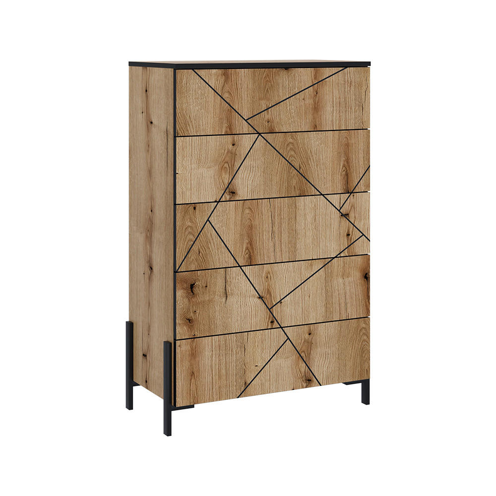 KOMMODE Hatto Eiche 78 x 120 cm mit 5 Schubladen - Eichefarben, Holzwerkstoff (78/120/39.7cm) - Vicco
