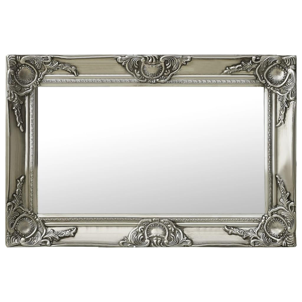 WANDSPIEGEL im Barock-Stil 60x40 cm Silbern - Silberfarben, Holz (40/2/60cm) - furnicato