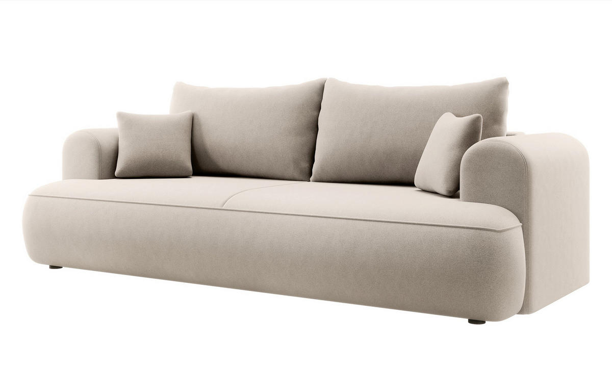 SCHLAFSOFA Ovo Hellbeige Velours - Beige, Textil (250/97/110cm) - Selsey
