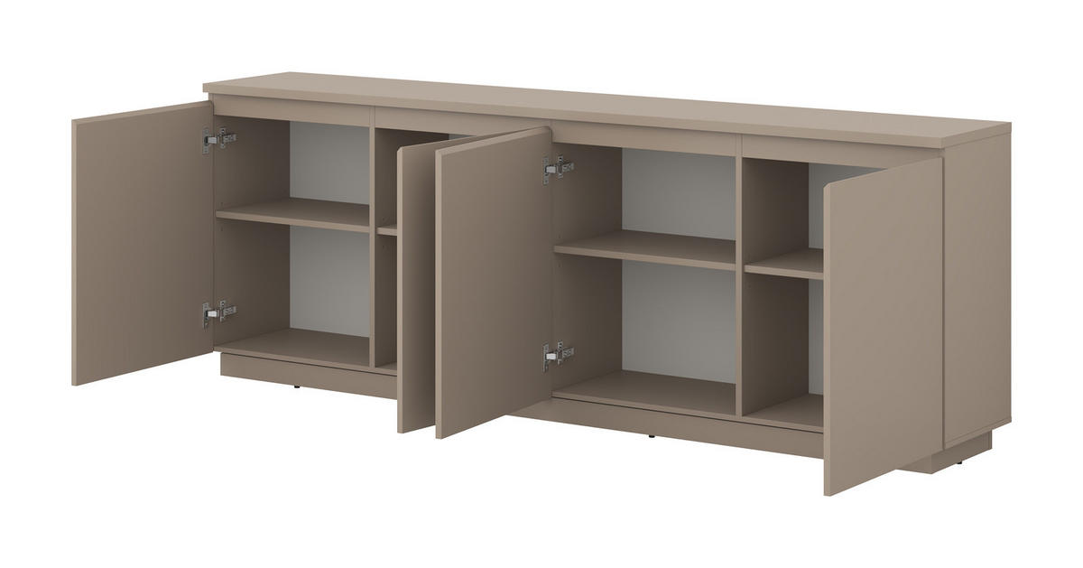 SIDEBOARD mit 4 Türen - Sandgrau - Braun, Holzwerkstoff (200/72/35cm) - home24