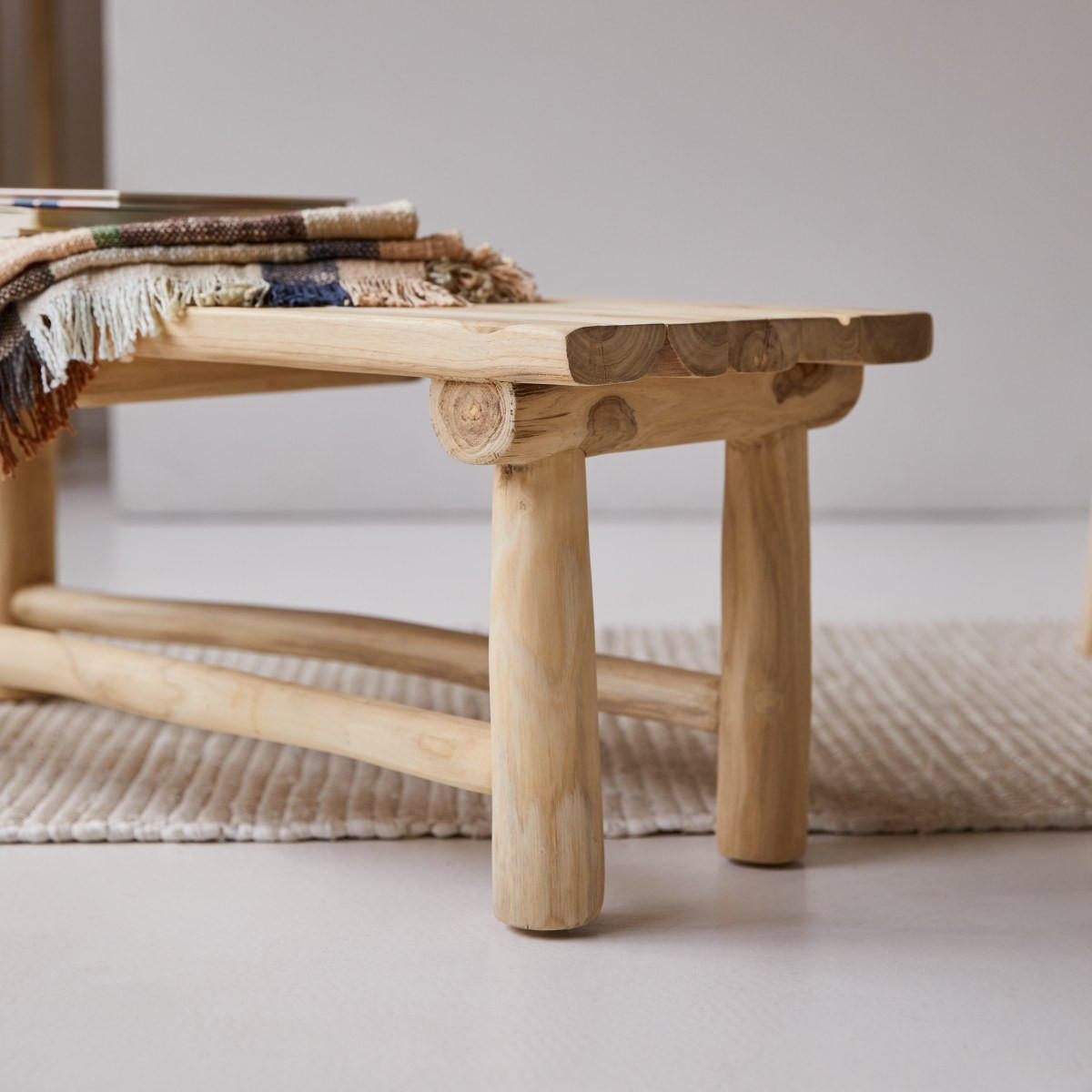 KINDERBANK Kilim, Farbe Naturell, Teakholz - Naturfarben, Holz (30/30/30cm) - Sonett