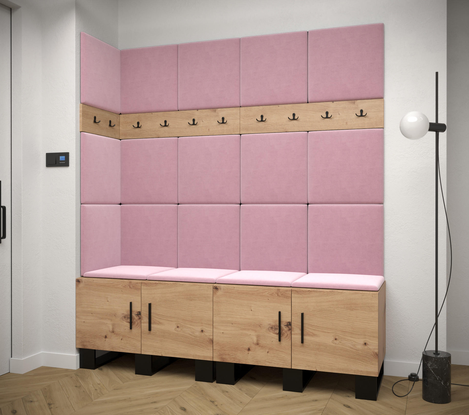 GARDEROBEN-SET 196/168/45,6 - Pink/Schwarz, Holz/Kunststoff (168/196/45.6cm) - Abiks Möbel