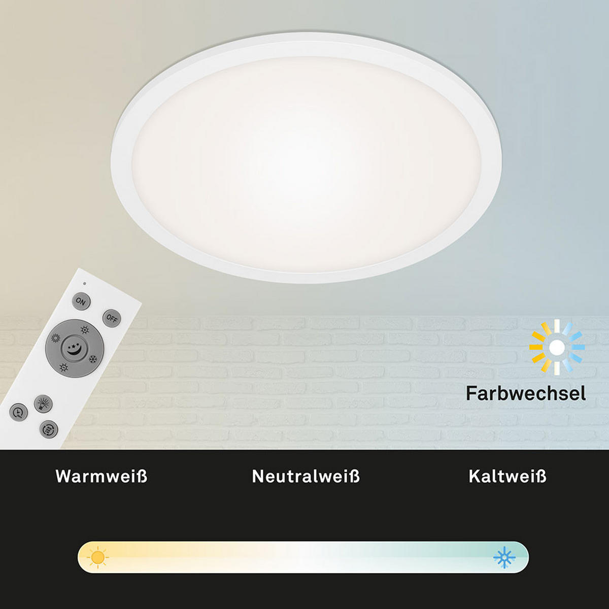 LED AUFBAUPANEL Weiß Dimmbar Fernbedienung - Weiß, Metall (40/40/6.2cm) - Briloner