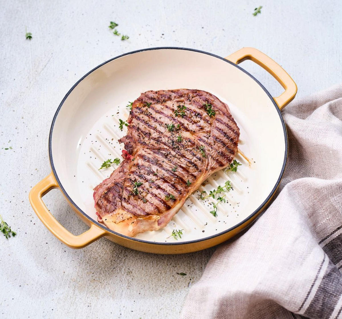 GRILLPFANNE Fontestic Gusseisen Amber Gold Ø 28 cm – emailliert - Gelb, Keramik (1/2/6cm) - Cosy & Trendy