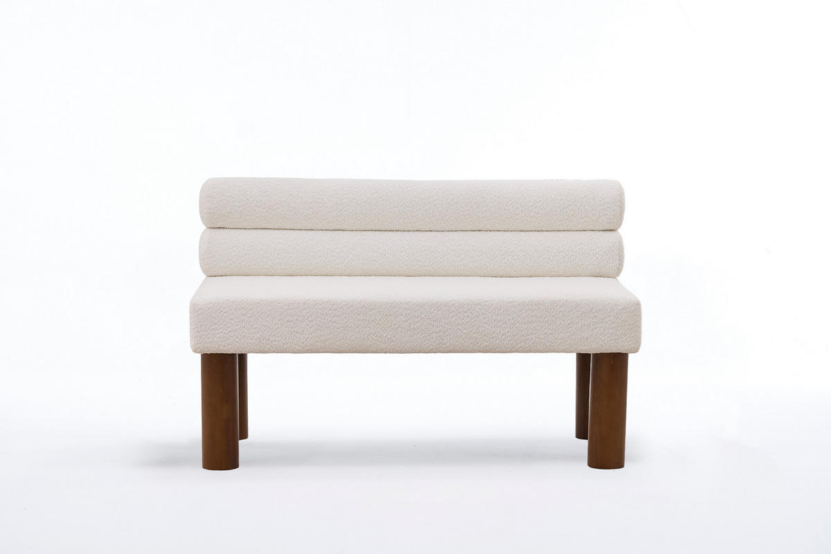 SITZBANK minimalistisch mit Bouclé-Bezug und Holzrahmen, DE-42315, Beige - Beige, Holz (59/72/116cm) - ComfortXL