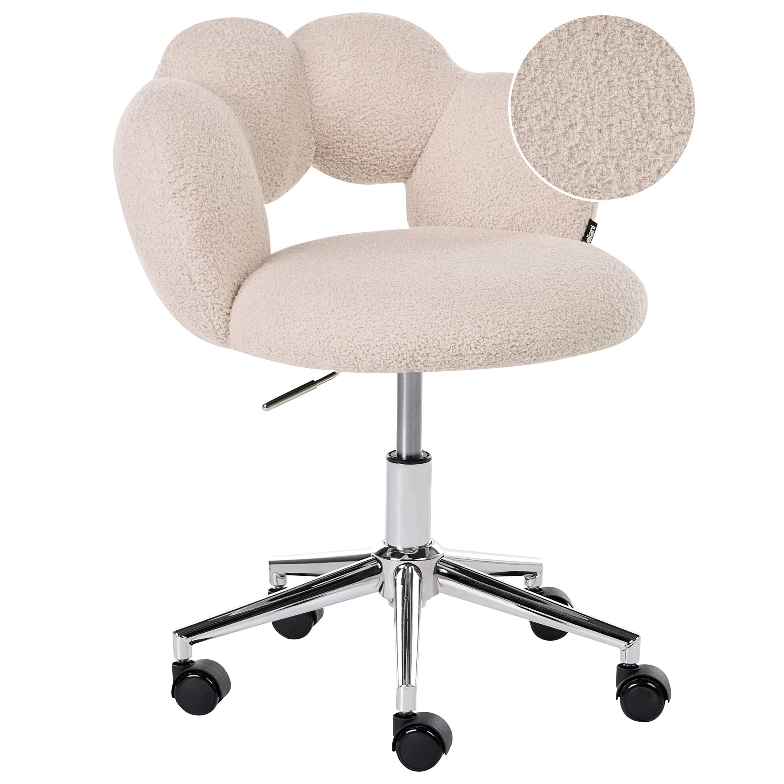 SCHREIBTISCHSTUHL Bouclé Hellbeige Whizzy - Beige, Textil (59/64/50cm) - Beliani