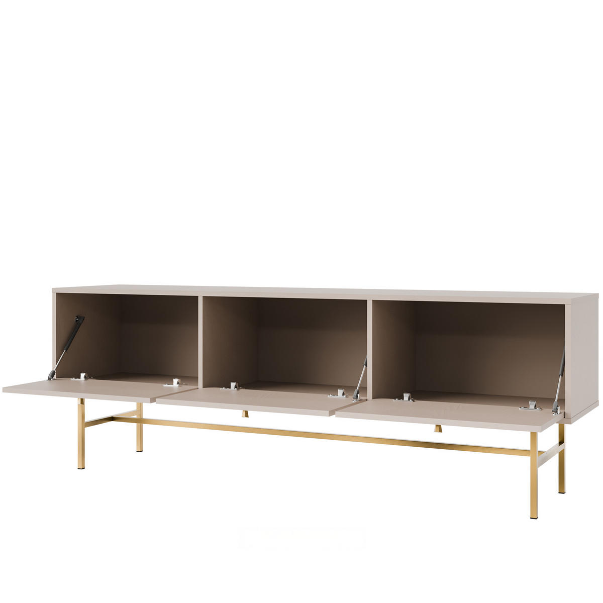 TV-LOWBOARD FLOREN, Creme/Gold - Creme, Holzwerkstoff/Metall (180/62.5/40.8cm) - KONSIMO®