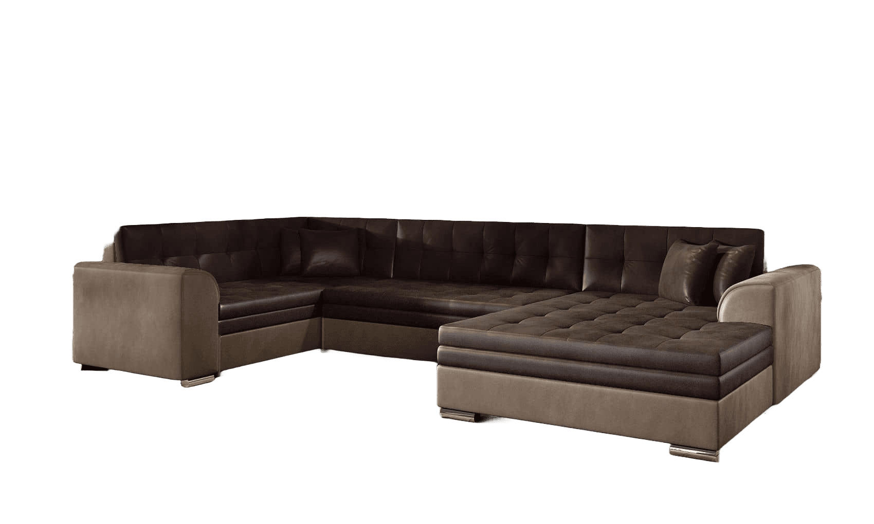 WOHNLANDSCHAFT mit Schlaffunktion, Monolith-Stoff - Chromfarben/Dunkelbraun, Textil/Metall (338/78/189cm) - Eltap