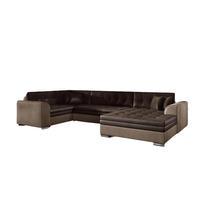 WOHNLANDSCHAFT mit Schlaffunktion, Monolith-Stoff - Chromfarben/Dunkelbraun, Textil/Metall (338/78/189cm) - Eltap