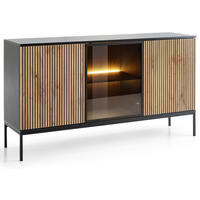 KOMMODE 150 cm Haller mit Lamellen, LED-Beleuchtung, Braun - Braun, Holz (154/83/39cm) - Emporius