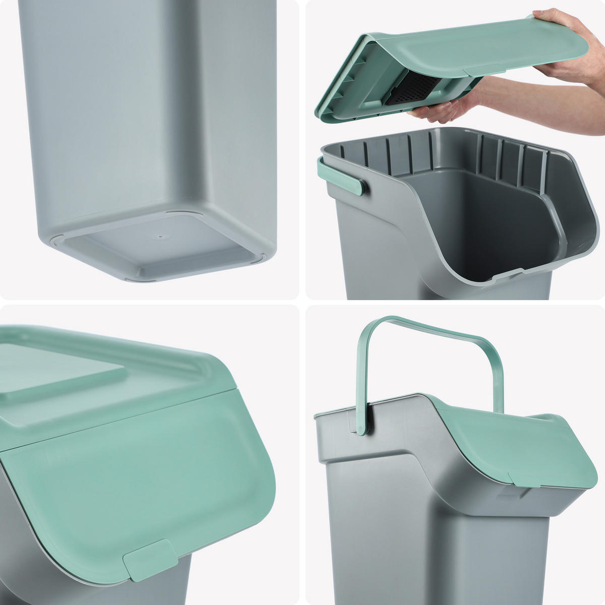 ABFALLBEHÄLTER-SET, 4x25L, Dunkelgrau - Gelb/Braun, Kunststoff (27/44cm) - KADAX