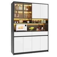 BUFFET Hochschrank mit LED-Glasfach, offenen Ablagen und App-Steuerung - Weiß, Holzwerkstoff (38/160/120cm) - Korfee
