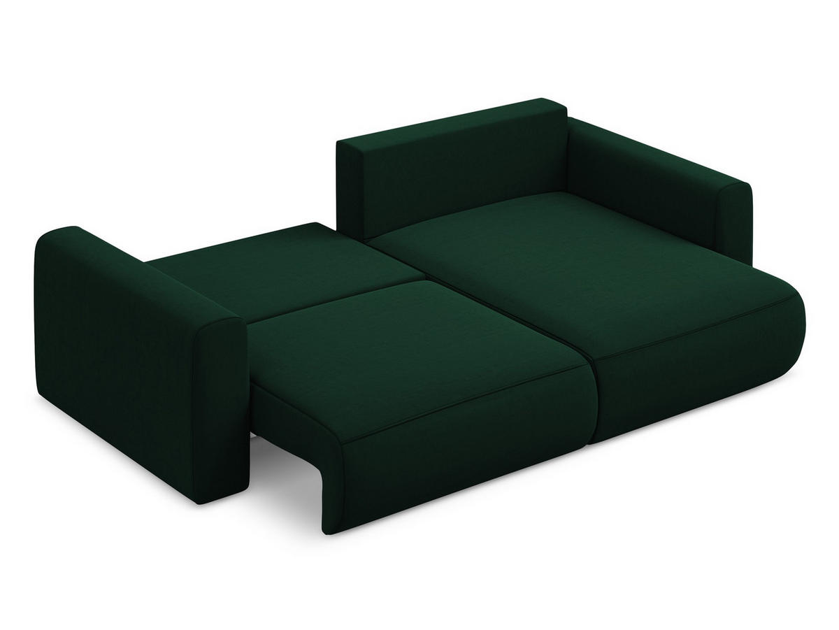 ECKSOFA mit Schlaffunktion Samt Stoff Grün - Dunkelgrün/Schwarz, Kunststoff/Textil (240/149cm) - Makamii