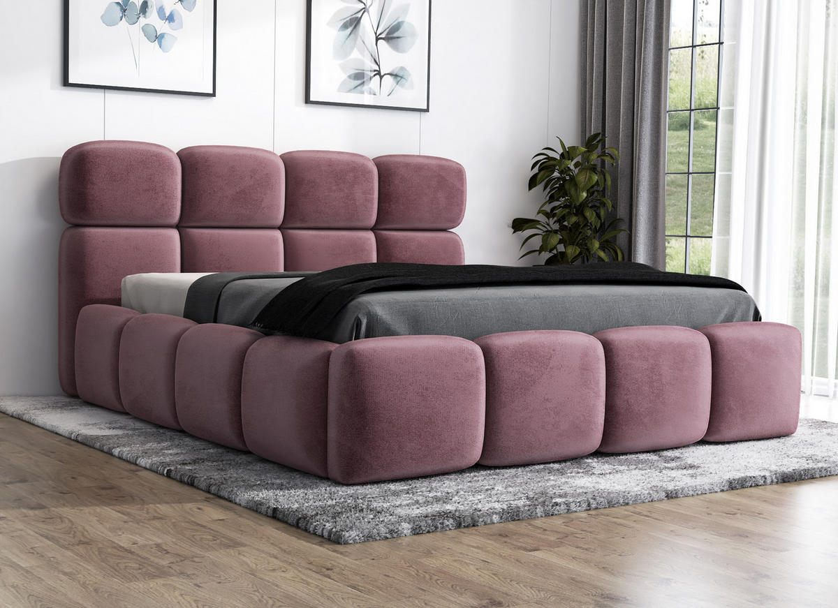 POLSTERBETT MONAKO 160x200 Rosa - Rosa, Textil (160/200cm) - A&J MöbelLand