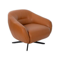 DREHSESSEL asymmetrisch Braun Schwarz 86/83/75 cm - Braun, Leder/Metall (86/75/83cm) - ANGEL CERDA