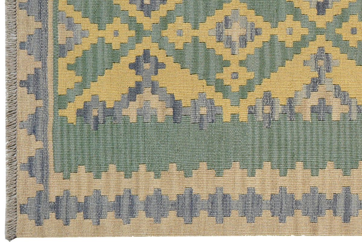 HANDWEBTEPPICH Kelim Gashgai Grün 252/90 cm Schurwolle - Grün, Textil (90/252cm) - Looma