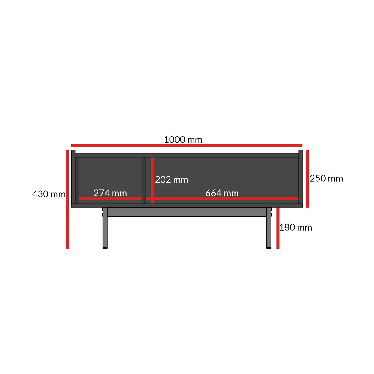 COUCHTISCH Noel 100 x 60 Kaschmir/Schwarz (rechteckig) - Kaschmir/Schwarz, Holzwerkstoff/Metall (60/100/43cm) - mzm24