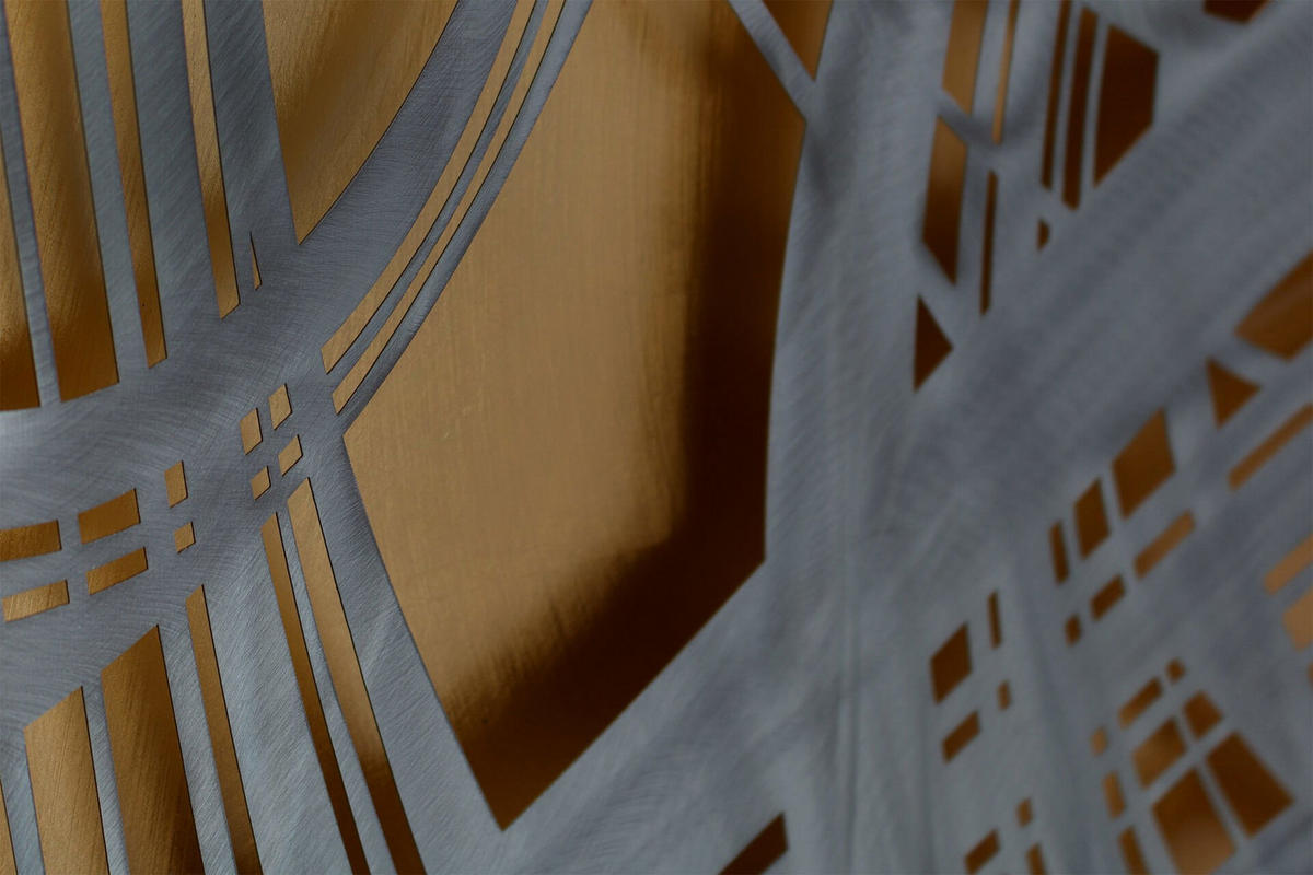 METALLBILD Gold 80/80 cm - Silberfarben/Goldfarben, Metall (3/80cm) - KUNSTLOFT
