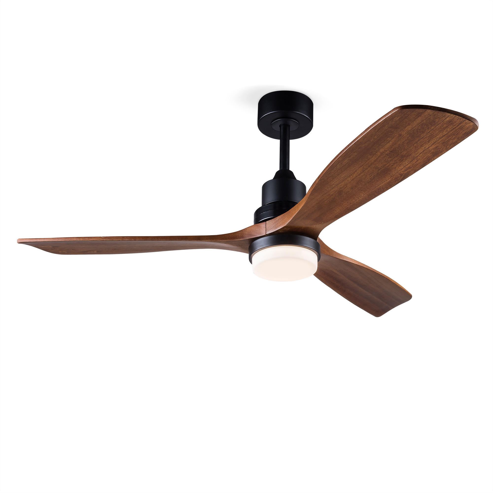 DECKENVENTILATOR DE-16242 52 Zoll mit Massivholzflügeln & Fernbedienung Nussbaum - Walnussfarben, Holz/Metall (132/132/37cm) - ComfortXL