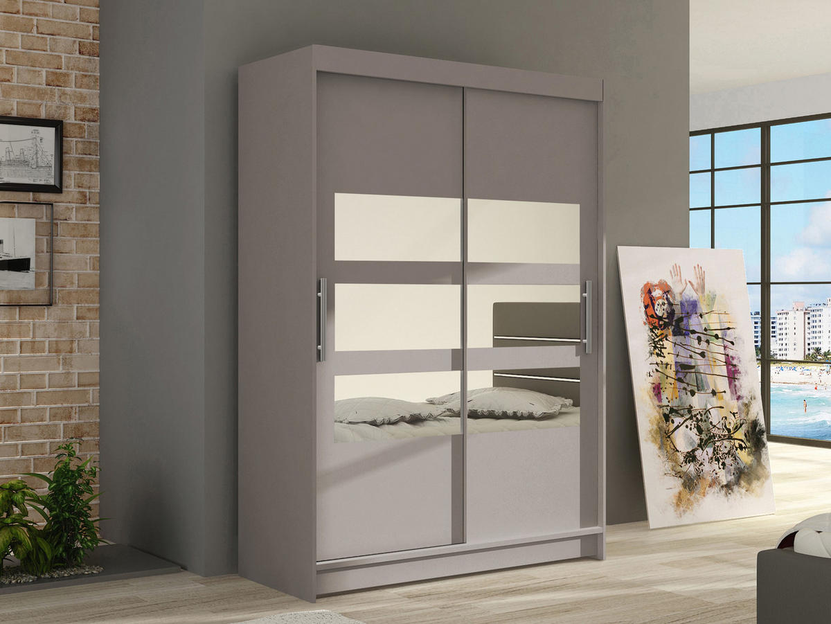 KLEIDERSCHRANK Miami V - Kaschmir/Silberfarben, Holzwerkstoff/Kunststoff (120/200/58cm) - MIRJAN24