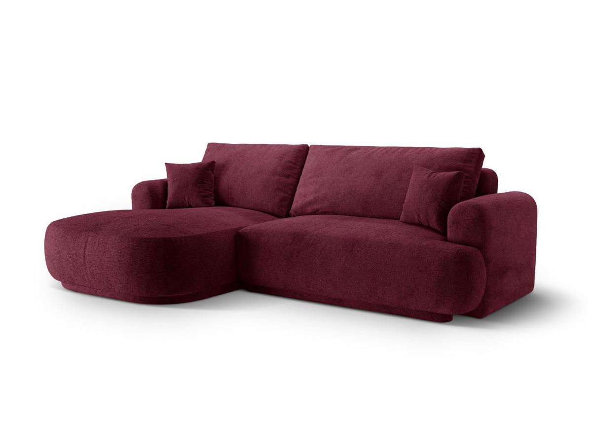 SCHLAFSOFA modular mit Bettkasten links Ella aus strukturiertem Stoff burgundfarben 5 Sitzplätze - Bordeaux, Textil (174/271cm) - Micadoni
