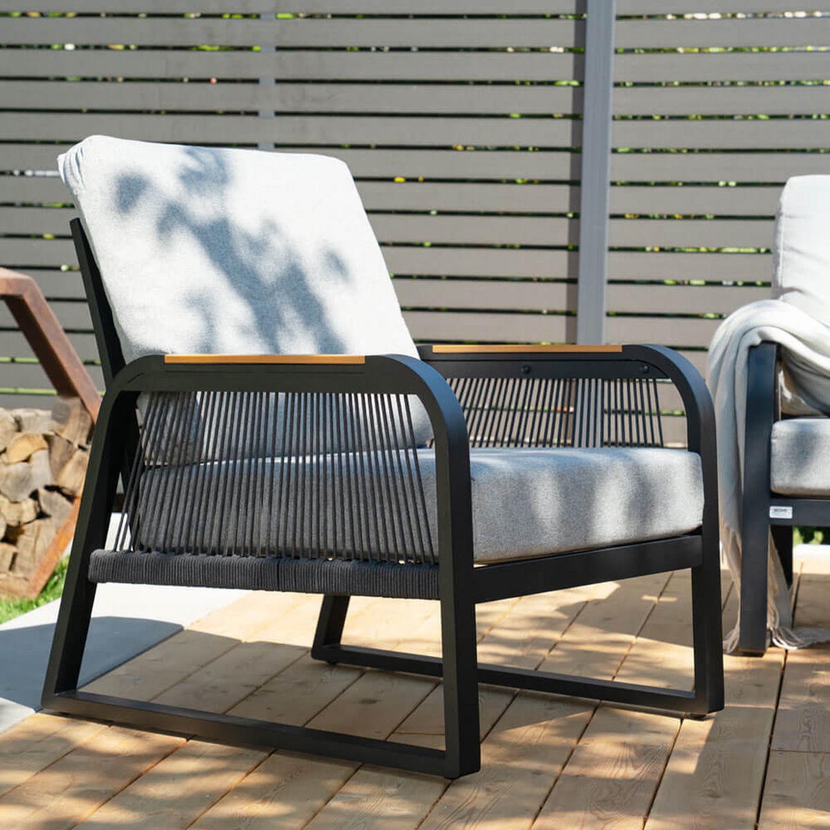 GARTENLOUNGE Aluminium MARABA - Für 5 Personen - Schwarz, Kunststoff/Metall - Home Deluxe