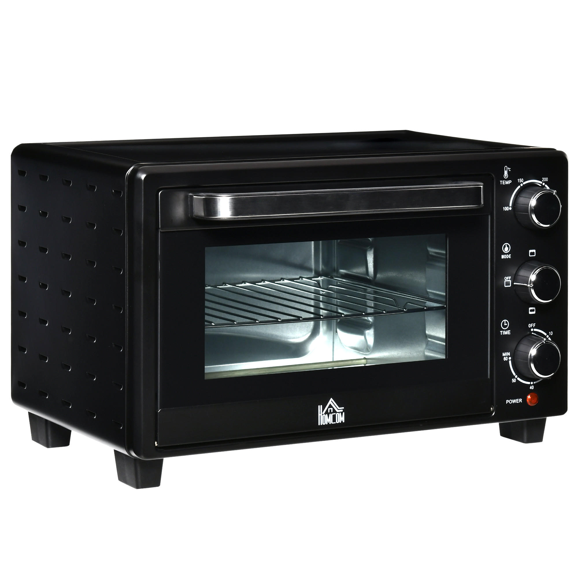 MINIBACKOFEN Metall Edelstahl Schwarz - Schwarz, Metall (46/38.5/29cm) - HOMCOM