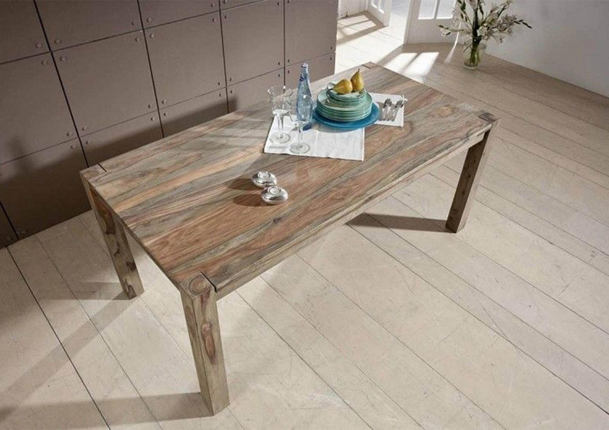 ESSTISCH Sheesham 120x90x76 grau geölt NATURE GREY #502 - Grau, Holz (120/90/76cm) - Massivmoebel24