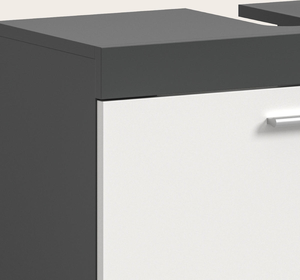 WASCHBECKENUNTERSCHRANK grau, weiß 65 cm, Unterschrank 1-türig - Silberfarben/Weiß, Holzwerkstoff/Kunststoff (65/63/31cm) - Inn.Furn