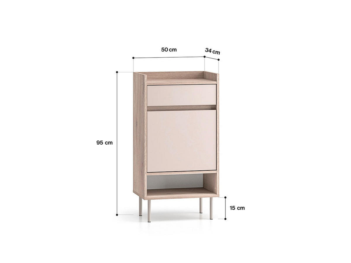 SCHUHSCHRANK – VOCO 04 – 50 cm – Voco – Kaschmir / Eichefarben - Kaschmir/Eichefarben, Holzwerkstoff (50/95/34cm) - hi-markt