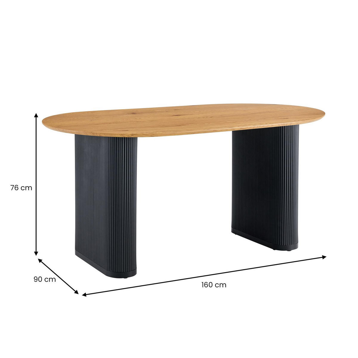 ESSTISCH MAXIM - Eichefarben, Metall (90/160/75cm) - IDIMEX