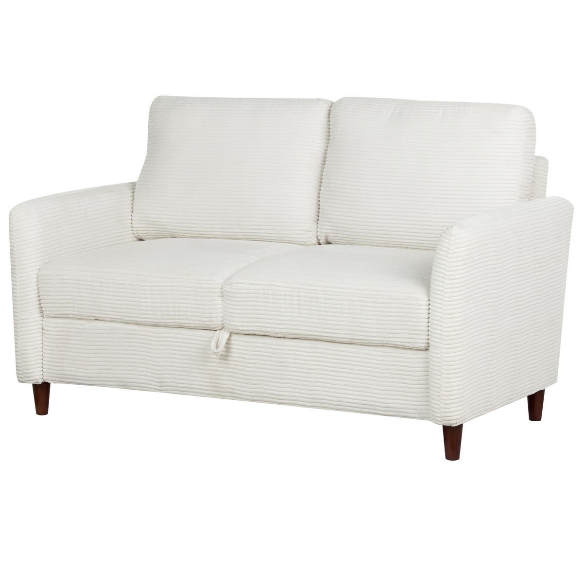 2-SITZER-SOFA Cord cremeweiß mit Stauraum Mare - Dunkelbraun/Weiß, Textil (143/88/77cm) - Beliani