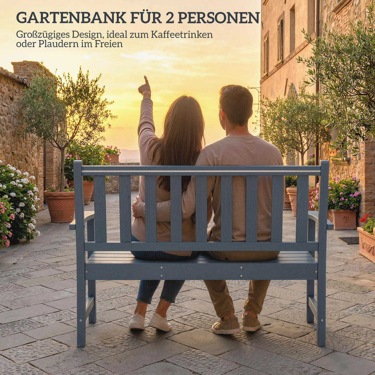 GARTENBANK Kunststoff Grau - Grau, Kunststoff (59/91/130cm) - Outsunny