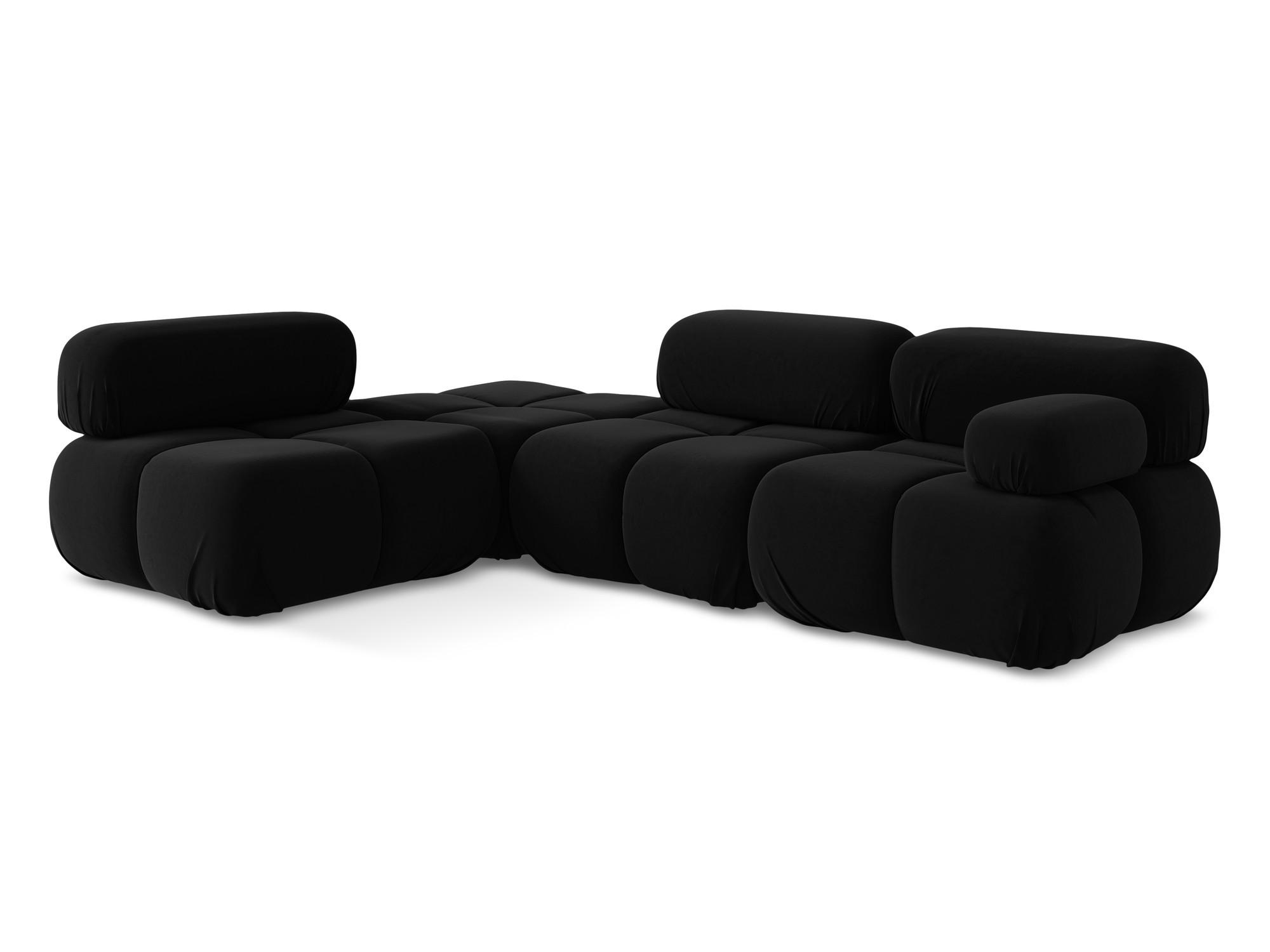 ECKSOFA Links Samt Stoff Schwarz - Schwarz/Orange, Kunststoff/Textil (190/285cm) - Makamii