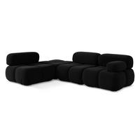 ECKSOFA Links Samt Stoff Schwarz - Schwarz/Orange, Kunststoff/Textil (190/285cm) - Makamii