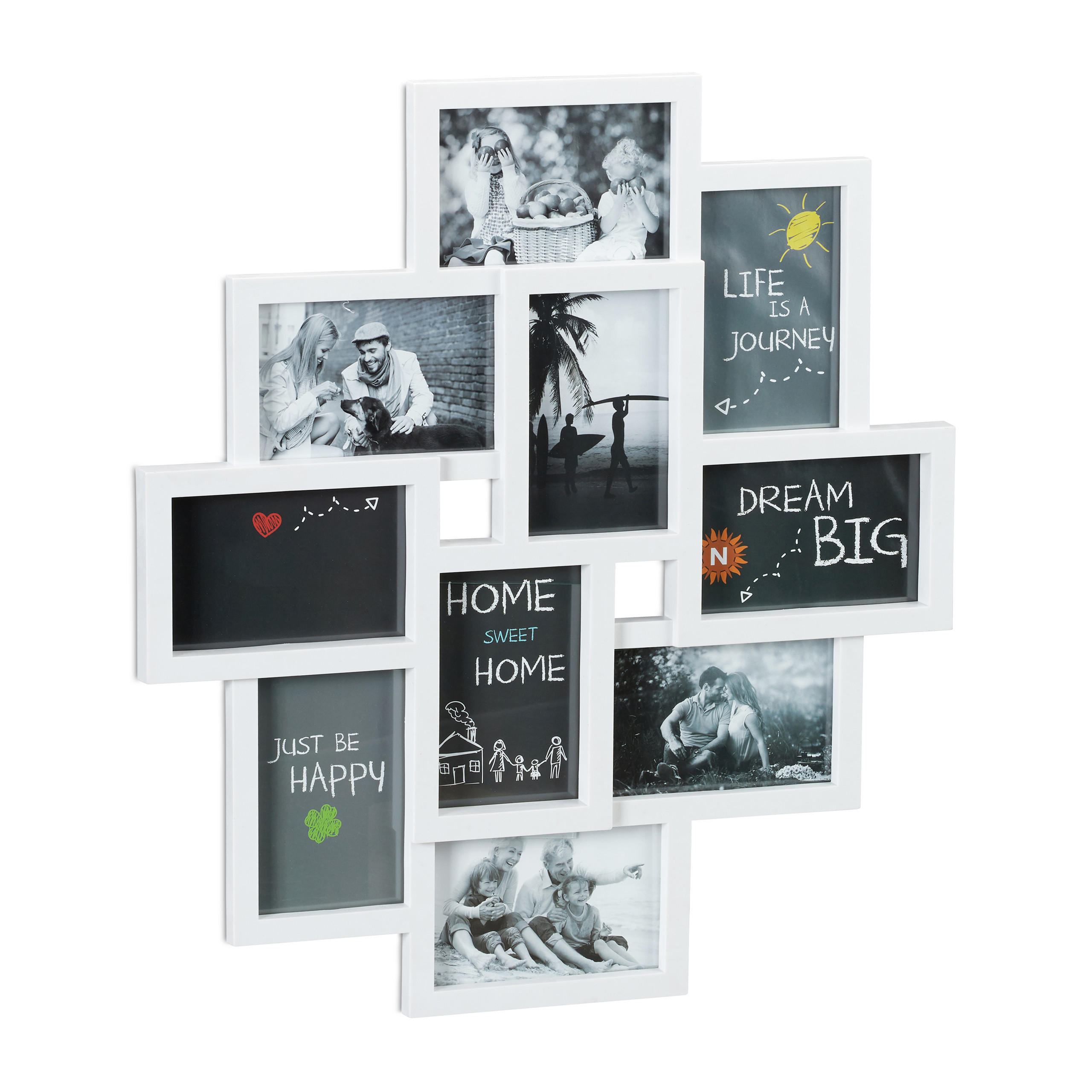RAMĂ FOTO Alb colaj pentru 10 fotografii 55x50 cm