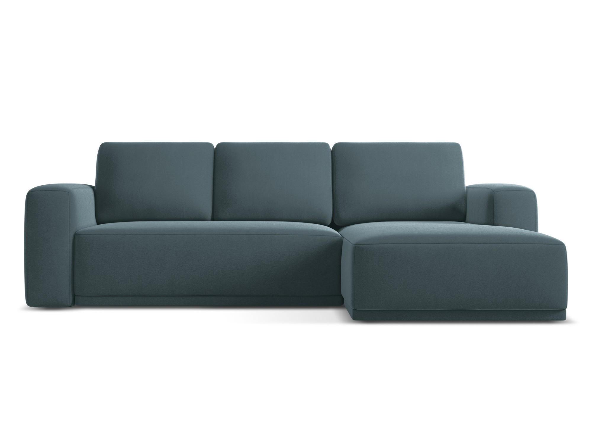 ECKSOFA mit Schlaffunktion Samt Stoff Blau - Blau/Petrol, Kunststoff/Textil (258/160cm) - Makamii