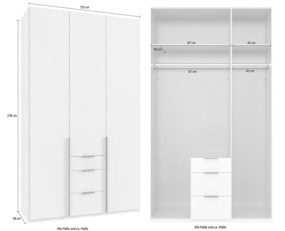 KLEIDERSCHRANK Mugano graphit 135 / 58 / 236cm - Graphitfarben/Grau, Holz/Holzwerkstoff (135/236/58cm) - Wimex