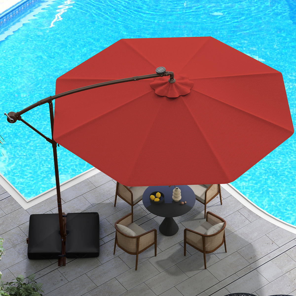 HÄNGESCHIRM Rot - Weinrot, Textil (300/300cm) - COSTWAY