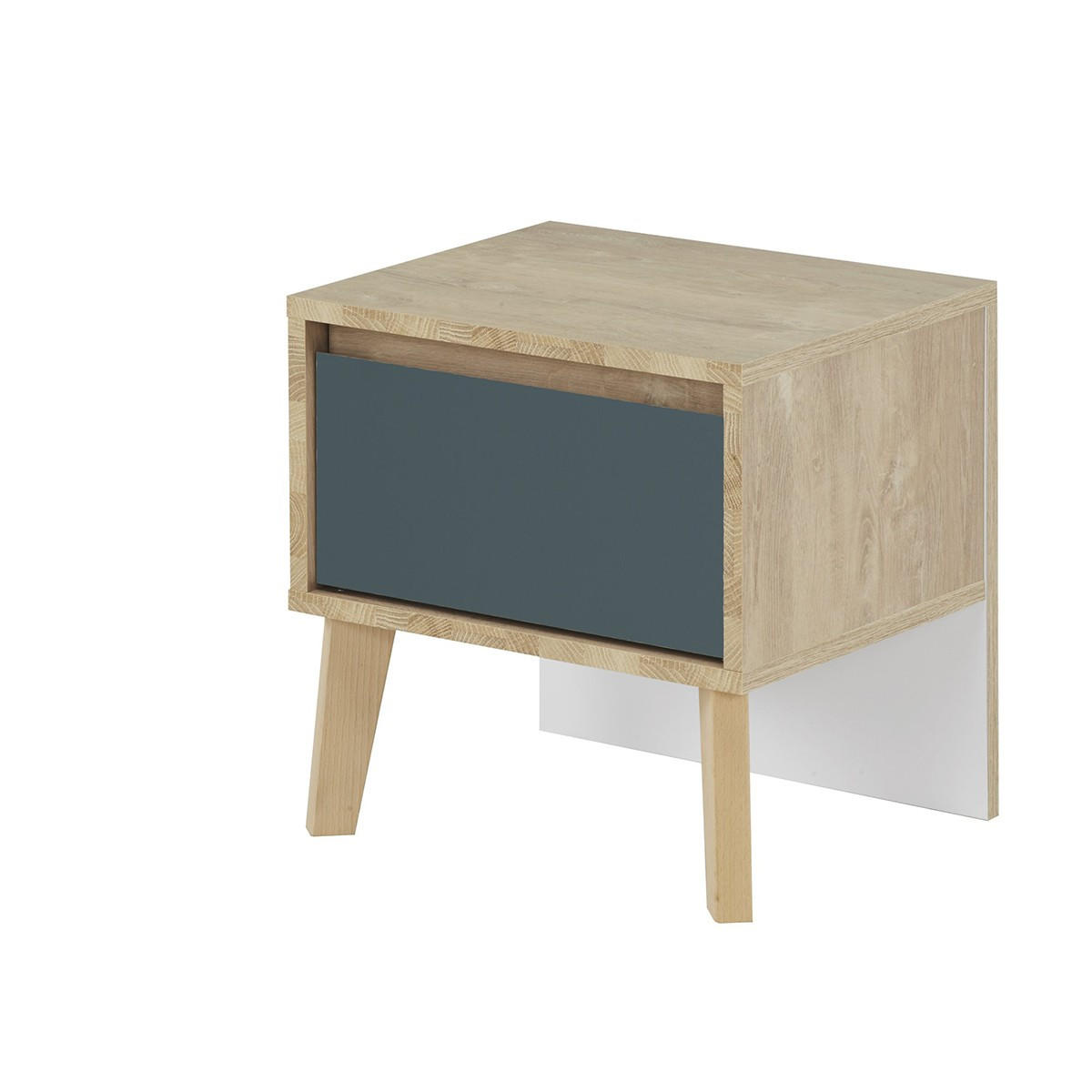 NACHTTISCH 1 Schublade Larvik - Französische Herstellung - 42/36/41 cm - Blau, Holzwerkstoff (36/41/36cm) - Calicosy