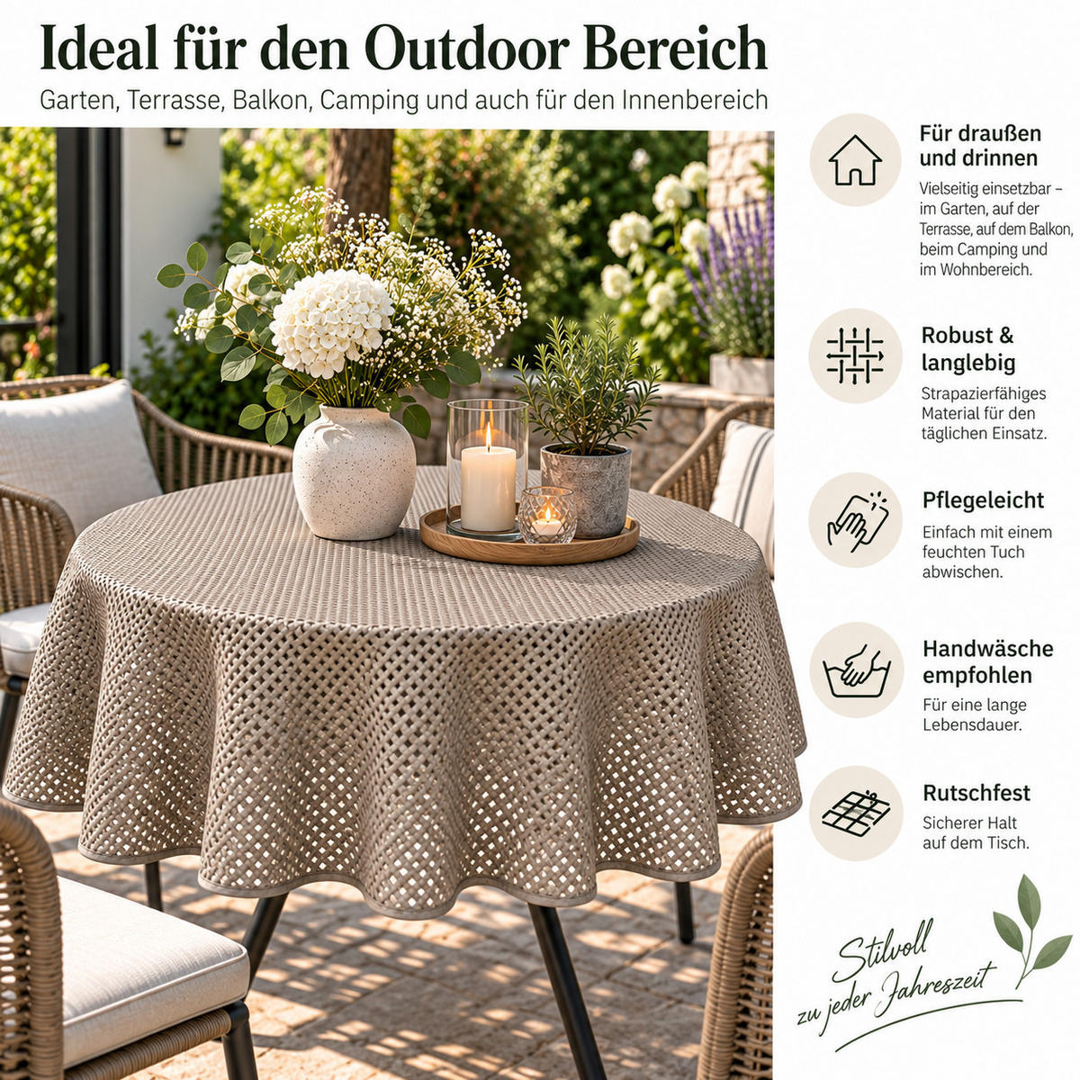 TISCHDECKE Gartentischdecke Karo Rot 160 cm rund - Rot, Kunststoff (160cm) - TiborTex