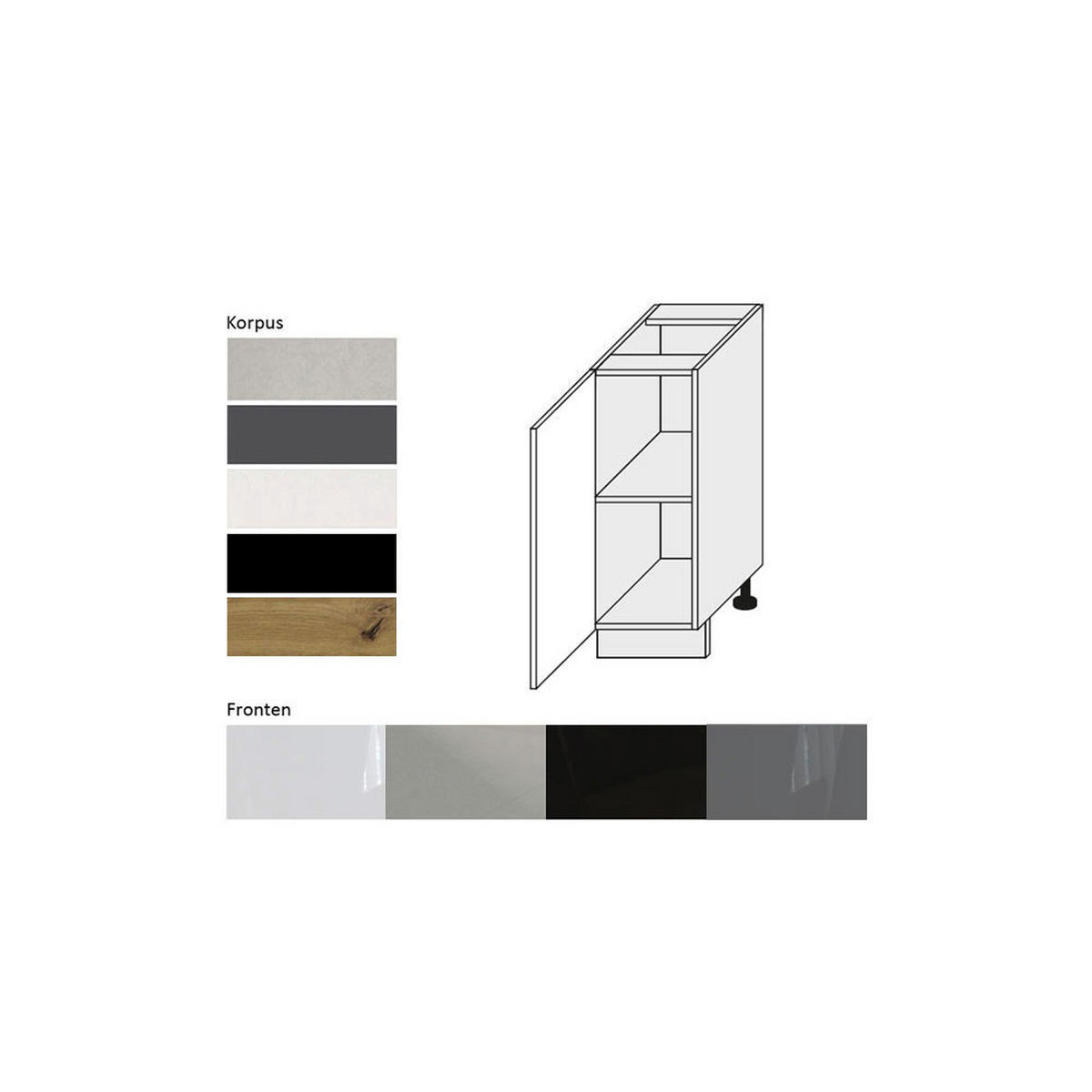 KÜCHENUNTERSCHRANK Essen D1D/30 Graphit Hochglanz / Schwarz Matt 30 / 50 / 82cm - Schwarz/Graphitfarben, Holz/Holzwerkstoff (30/82/50cm) - Feldmann-Wohnen